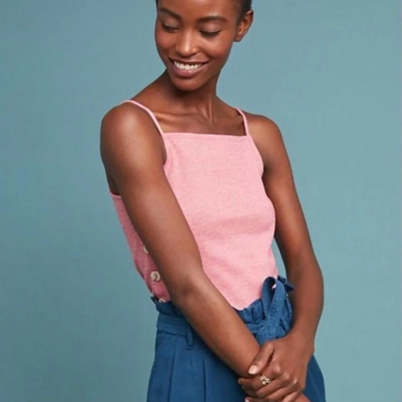 MEADOW RUE by ANTHROPOLOGIE Pantego Side Button Tank in Red Rouge - Picture 1 of 8